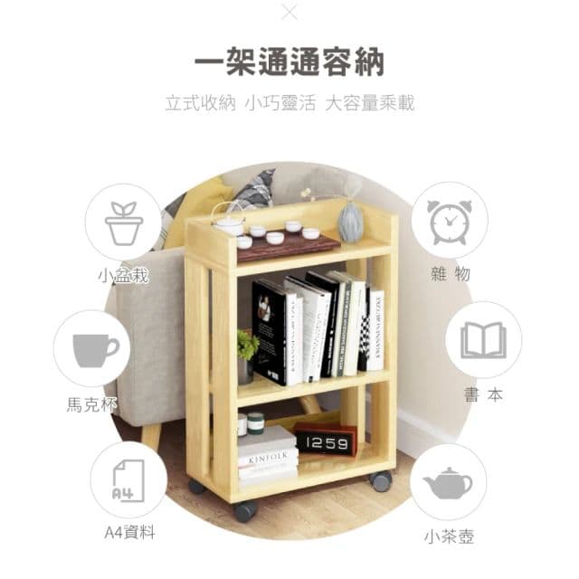 【慢慢家居】開放式收納推車-2入組(書櫃 邊桌 沙發櫃 收納櫃 邊櫃 小茶几)