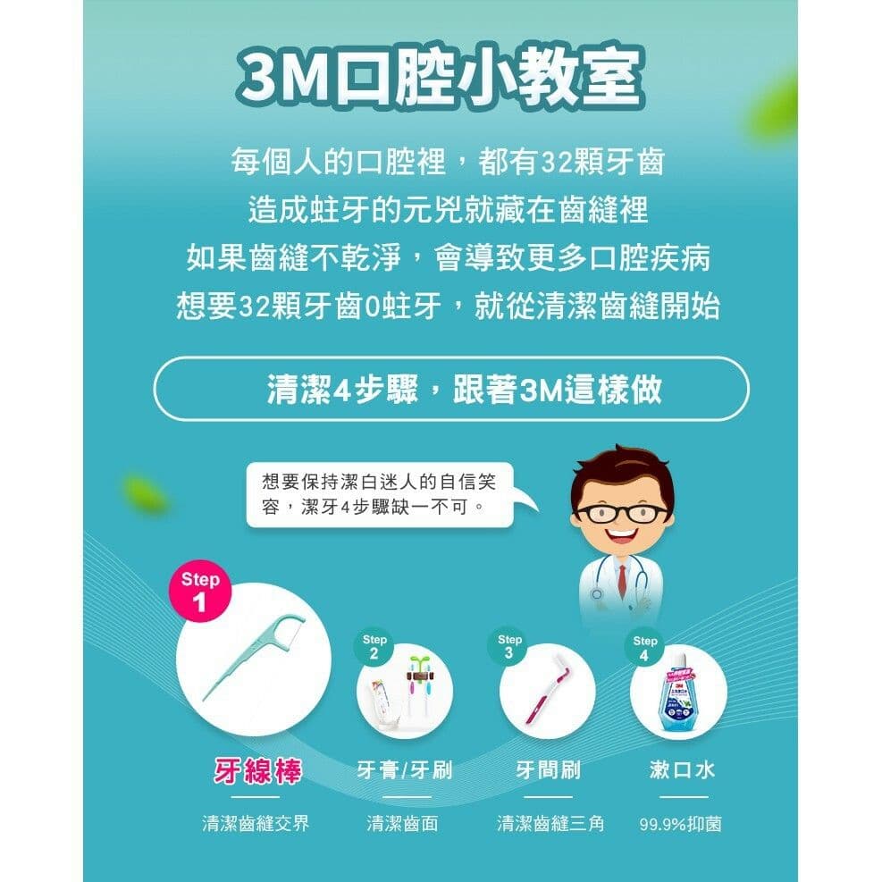 【3M】3M細滑牙線棒-薄荷木糖醇 38支x4入 (共152支)