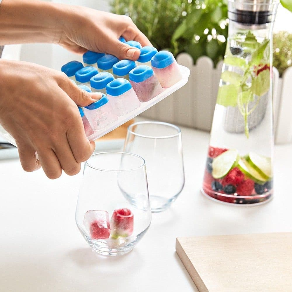 【Tefal 特福】無縫膠圈PP保鮮盒 單顆按壓式製冰盒24格(2入組)