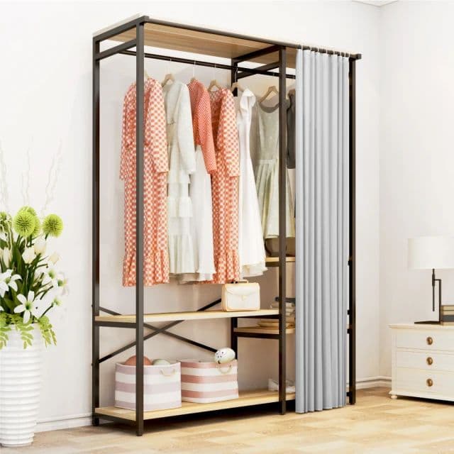 【慢慢家居】現代簡約附廉開放式衣櫃-4尺(W120xD50xH200cm  衣帽架 掛衣架 吊衣架 衣櫥)