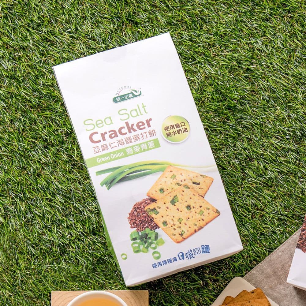 【聖德科斯鮮選】亞麻仁海鹽蘇打餅-蕎麥青蔥_統一生機 (168g/袋*四袋組)
