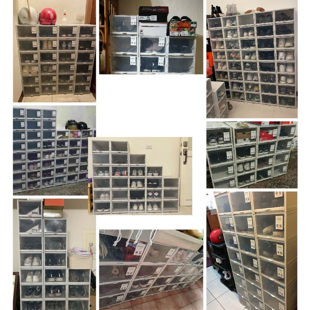 【FL 生活+】超耐重自動掀蓋組合式鞋盒-升級加大款(4入組)