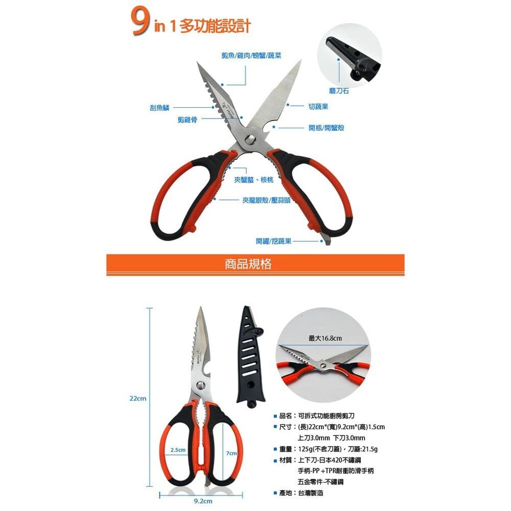 【台灣好剪】可拆式多功能廚房剪 Y1Z8S4316