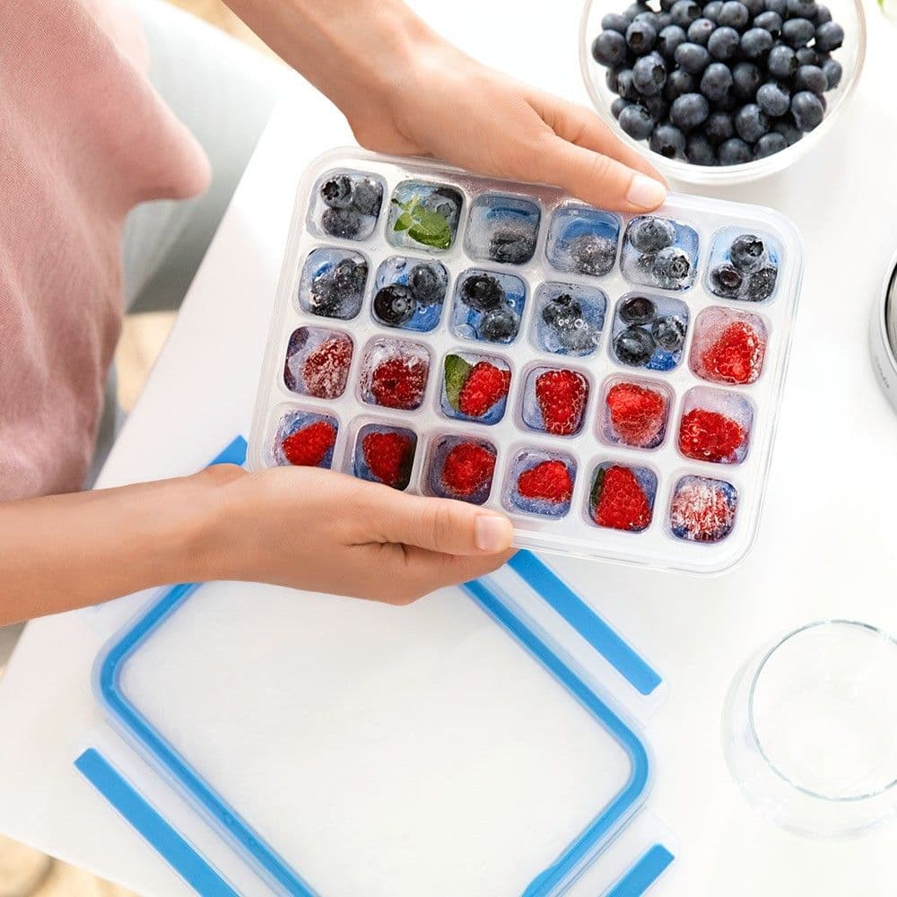 【Tefal 特福】無縫膠圈PP保鮮盒 單顆按壓式製冰盒24格(2入組)