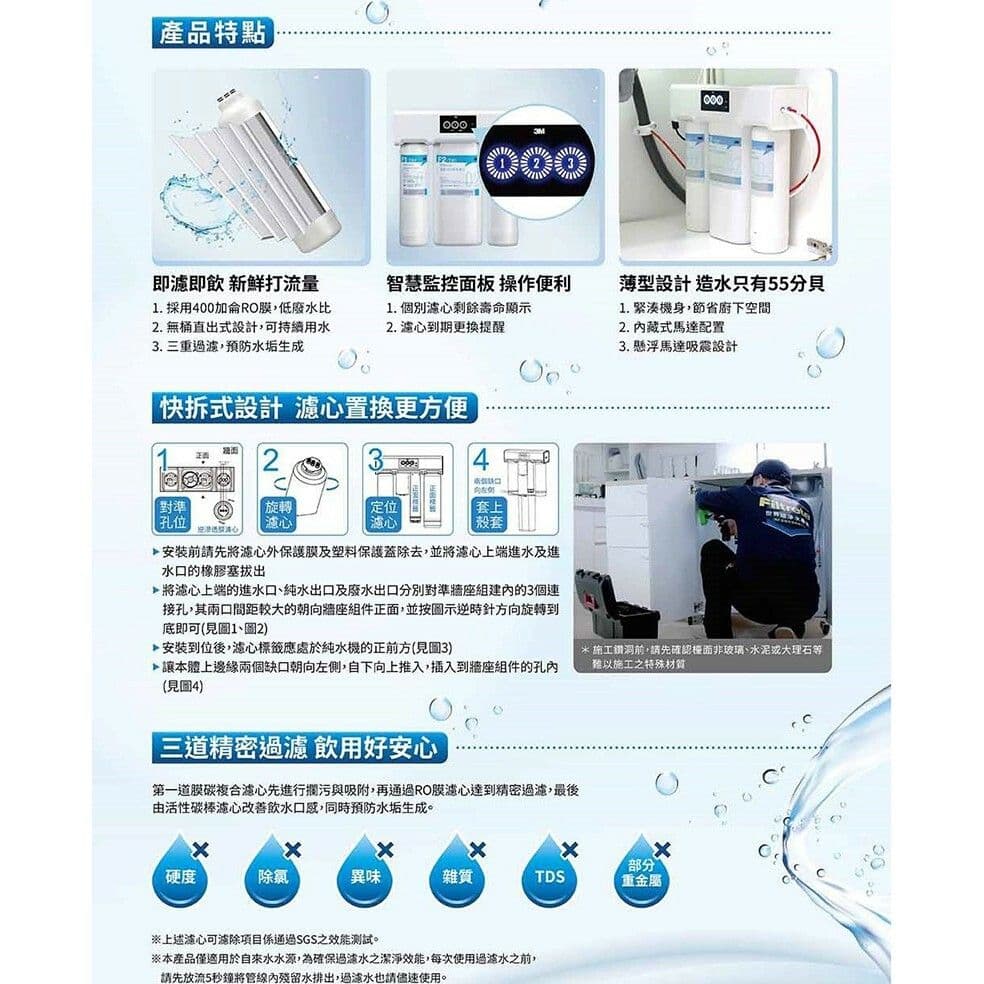 【3M】TR1 三道替換濾心兩年份超值組-內含F1x2+F2x2+F3x1(適用 TR1 RO逆滲透純水機)