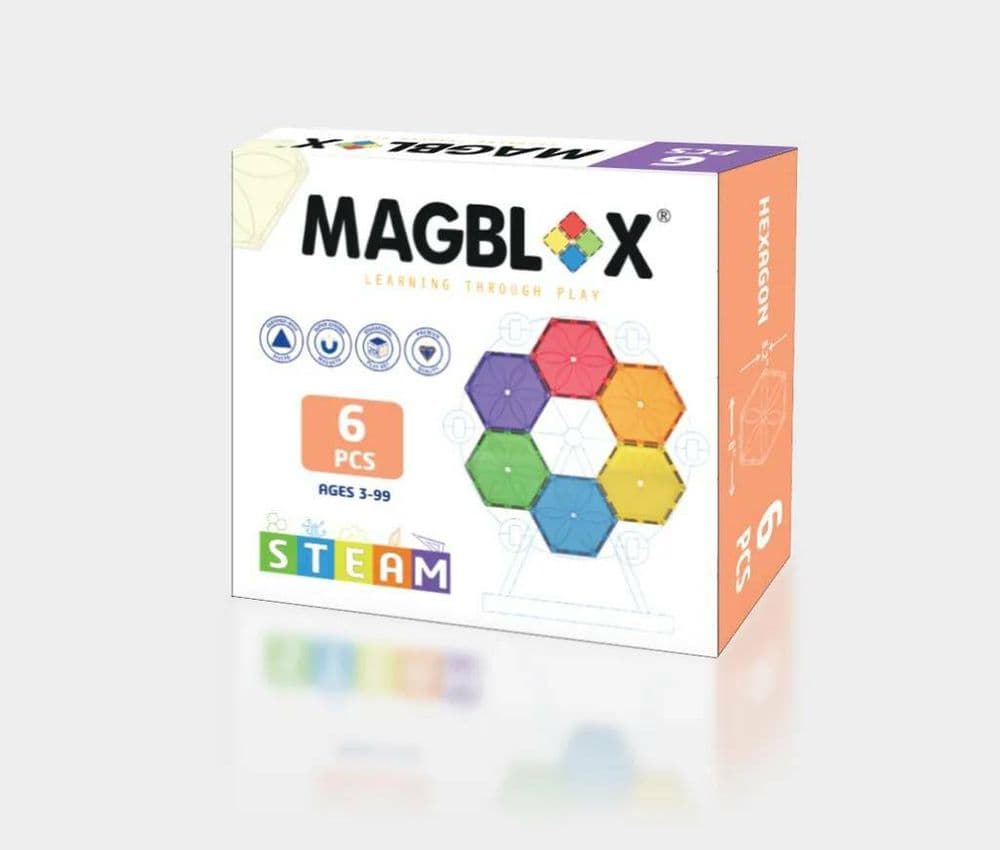 【MAGBLOX】美學磁力片 六角形 6 pcs (繽紛／粉彩共兩色）