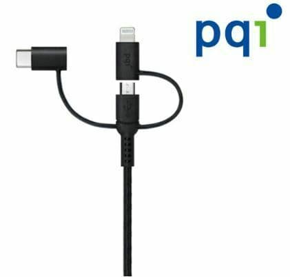 【PQI】i-Cable Multi-Plug 100cm 三合一多功能傳輸線(Lightning、Micro USB、USB-C )