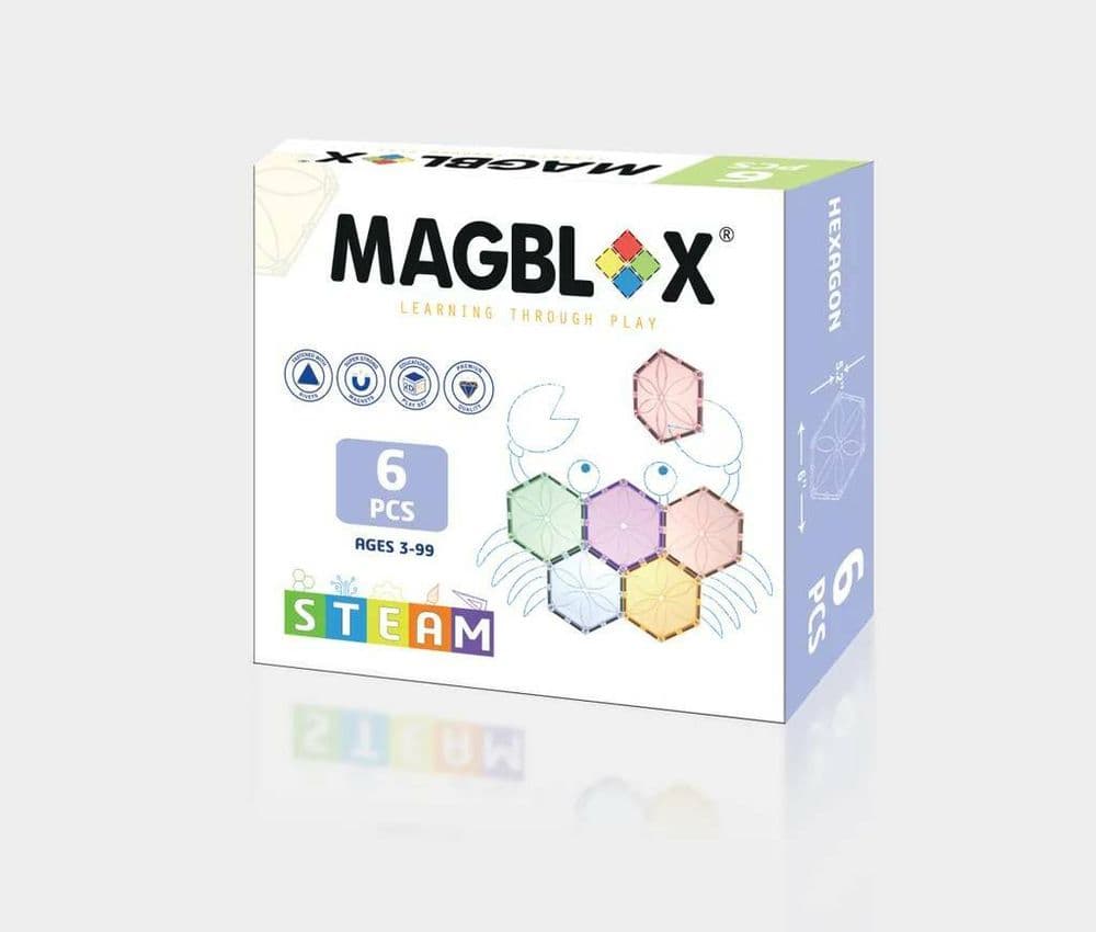 【MAGBLOX】美學磁力片 六角形 6 pcs (繽紛／粉彩共兩色）