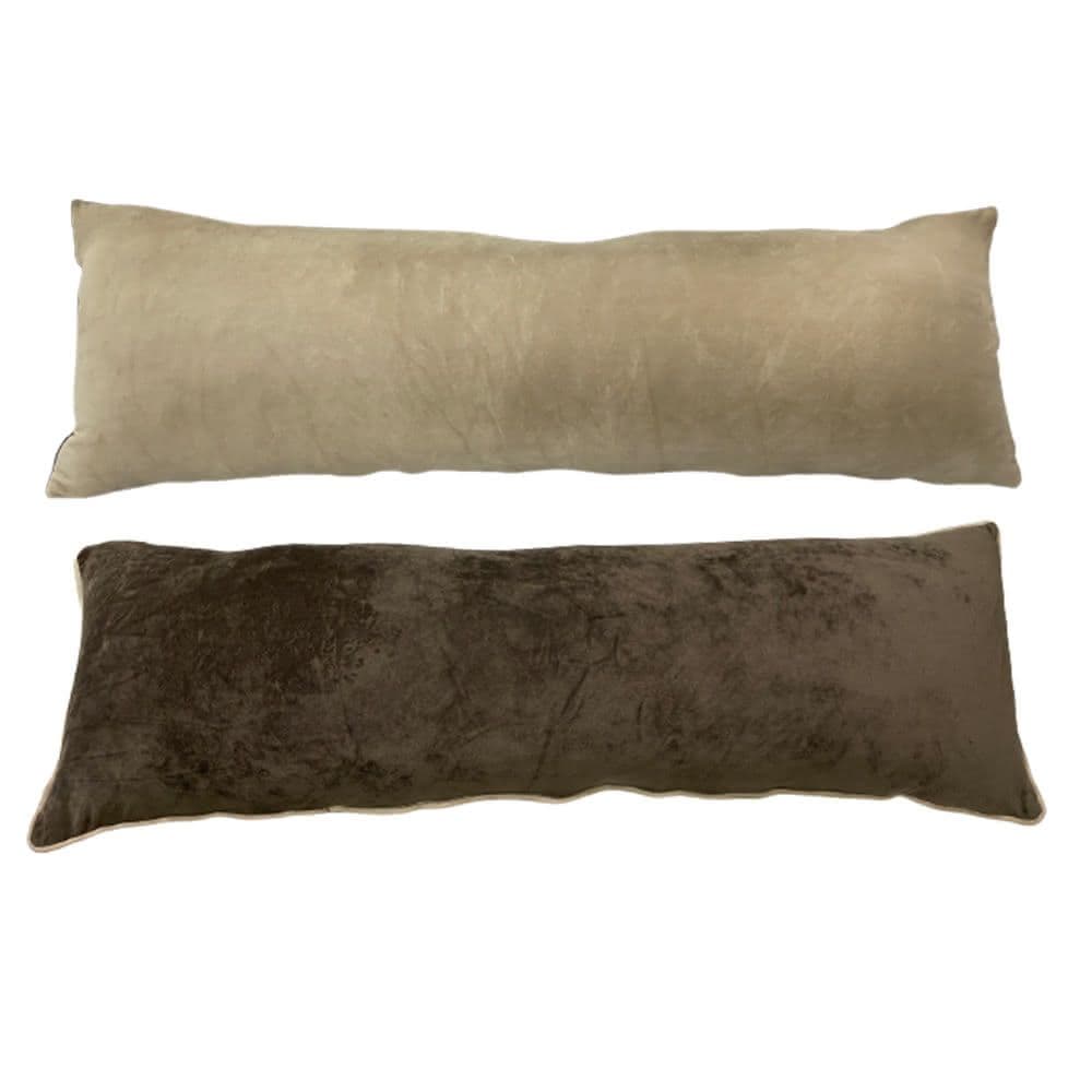 【J&N】短毛絨滾條長抱枕40*120-咖啡色米色(1入)