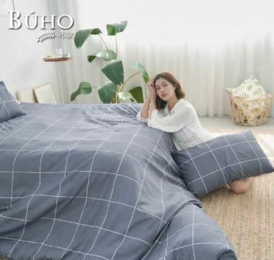 【BUHO 布歐】舒柔超細纖維 日系格紋6x7尺雙人舖棉兩用被套(多款任選)
