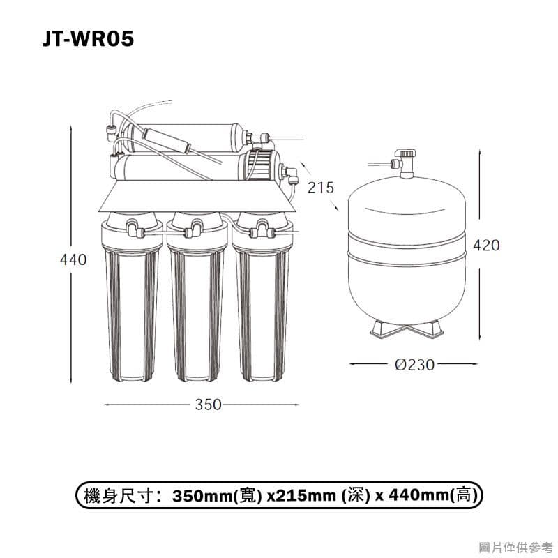【喜特麗】【JT-WR05】五道式 RO淨水器-無龍頭(送基本安裝)