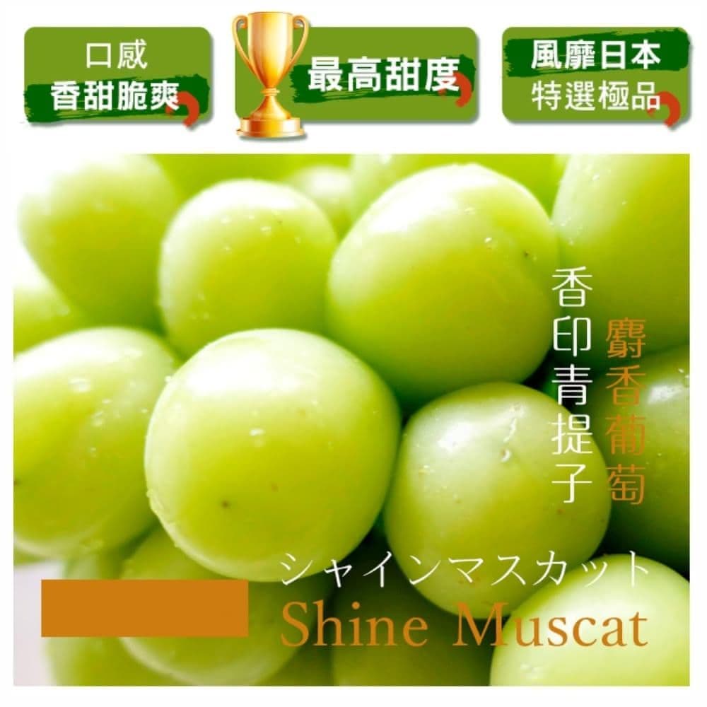 【光合果物】日本長野/山梨 麝香葡萄PC盒(350-400g/串)x2串 (含禮盒包裝)