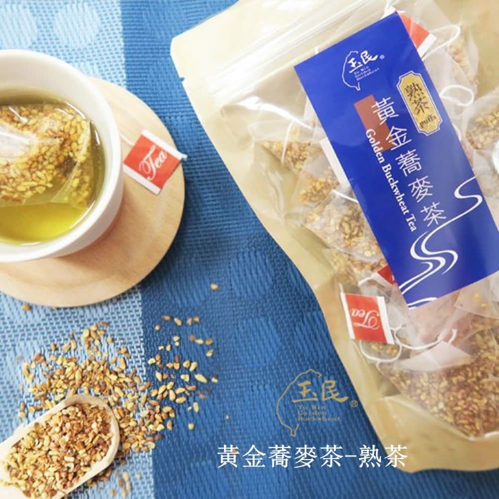 【玉民】台灣100%黃金蕎麥茶-生粒/熟茶立體茶包x12入/包X6包(5gx12入/包-無咖啡因)
