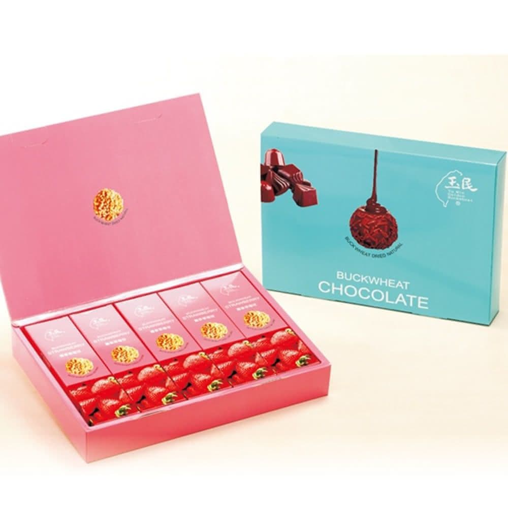 【玉民】黃金蕎麥巧克力/草莓球禮盒x1盒(10gx3入x5小盒裝/禮盒附提袋)
