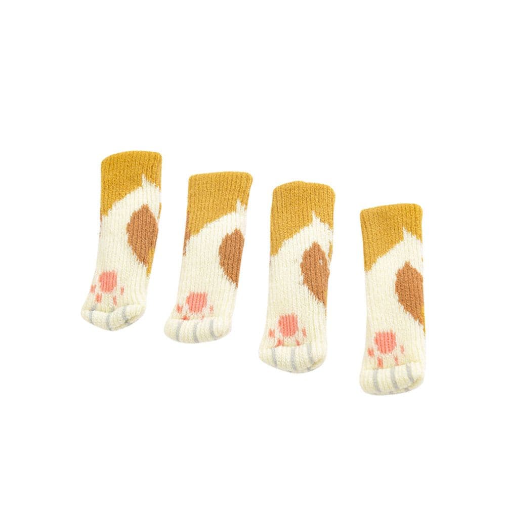 【Axis艾克思】小貓掌降噪防刮針織內含矽膠止滑桌椅腳套_16入花紋貓掌