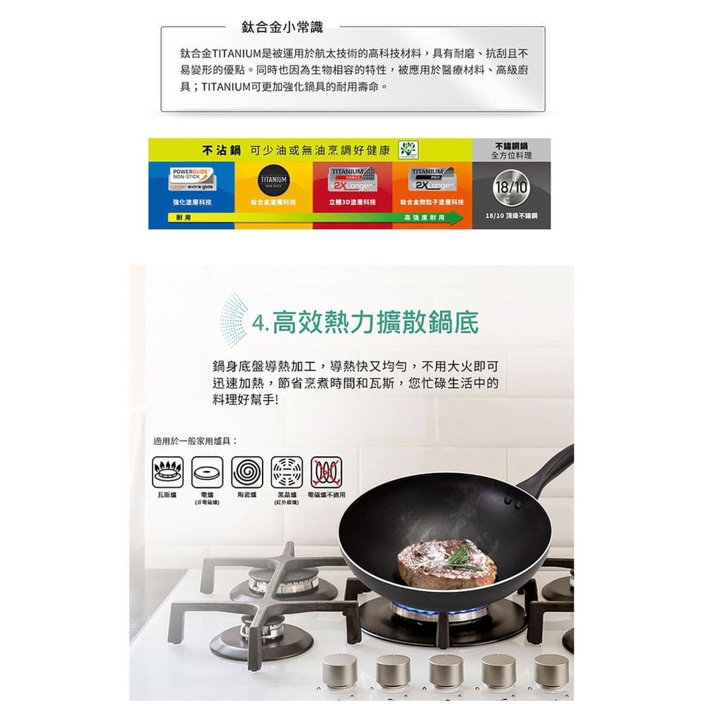 【Tefal 特福】全新鈦升級-爵士系列28CM不沾小炒鍋(鍋+蓋/鍋+蓋+鏟)