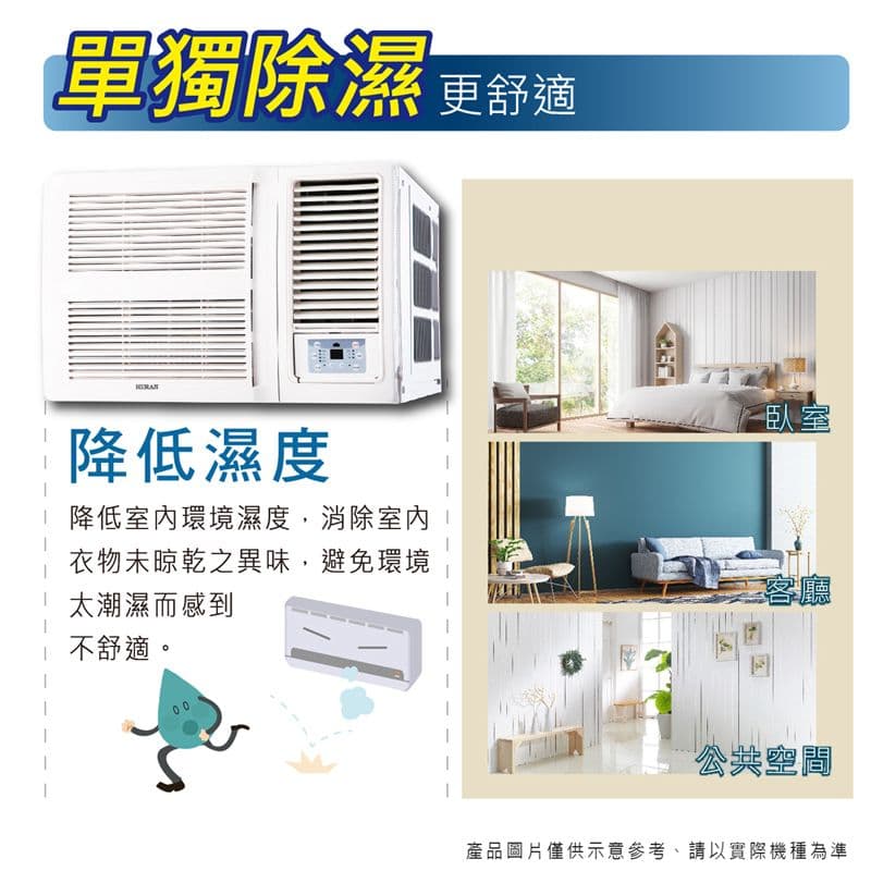 【HERAN 禾聯】【HW-GL85H】R32變頻窗型冷氣機(冷暖型) 標準安裝