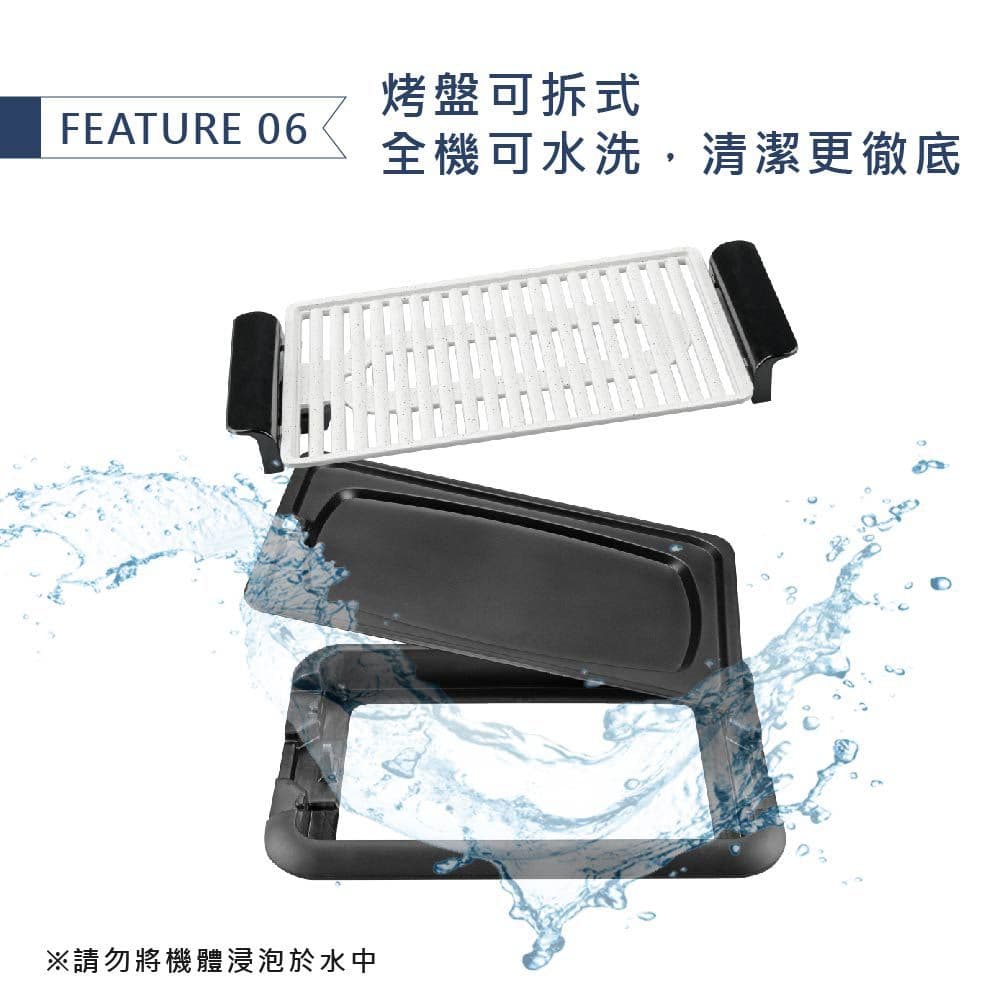 【KINYO】可拆分離式BBQ麥飯石電烤盤(BP-35)不沾黏/瀝油盤/可拆洗