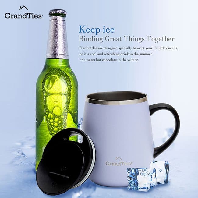 【GrandTies】滑蓋式460ML真空不鏽鋼保溫杯/馬克杯-8色任選