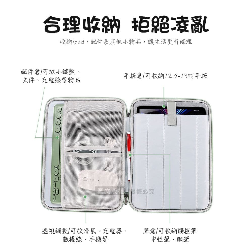 【J.S.優品】12.9/13吋 便攜生活 通用型平板內膽包 防潑水防刮磨收納手提包