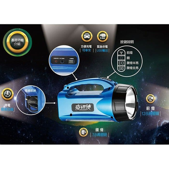 【太星電工】夜巡俠多功能LED充電式照明燈 IF800