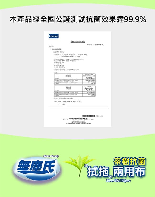 【無塵氏】茶樹抗菌拭拖兩用布12枚*12包/箱-送拖把