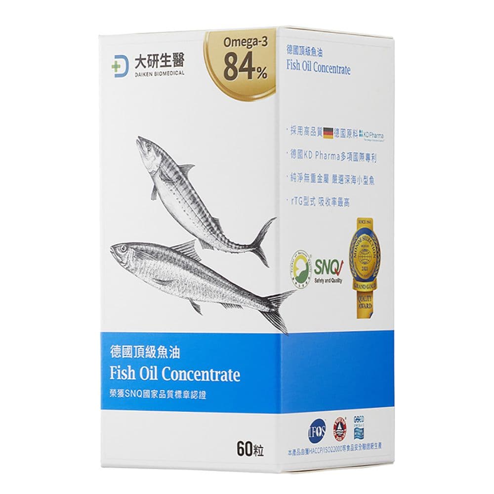 【大研生醫】(含贈品)德國頂級魚油5入(60粒/1入)