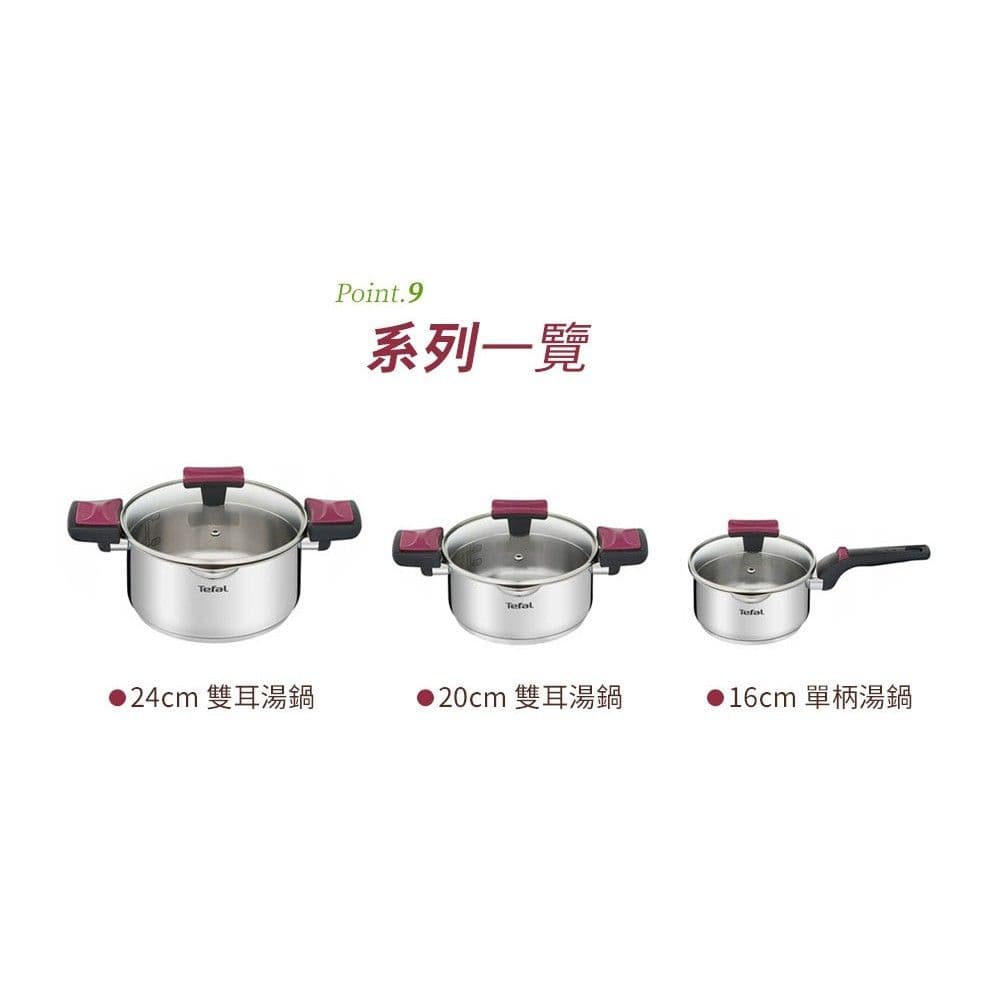 【Tefal 特福】香頌不鏽鋼系列聰明瀝水20CM雙耳湯鍋(加蓋)