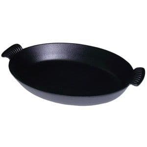 【JMT】優質琺瑯鑄鐵橢圓形焗烤盤(XL) 長32.5cm/2000ml 霧黑色 台灣生產 德國食安認證