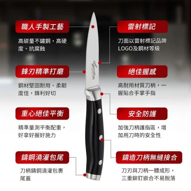 【Lagostina 樂鍋史蒂娜】不鏽鋼刀具系列20CM西式主廚刀