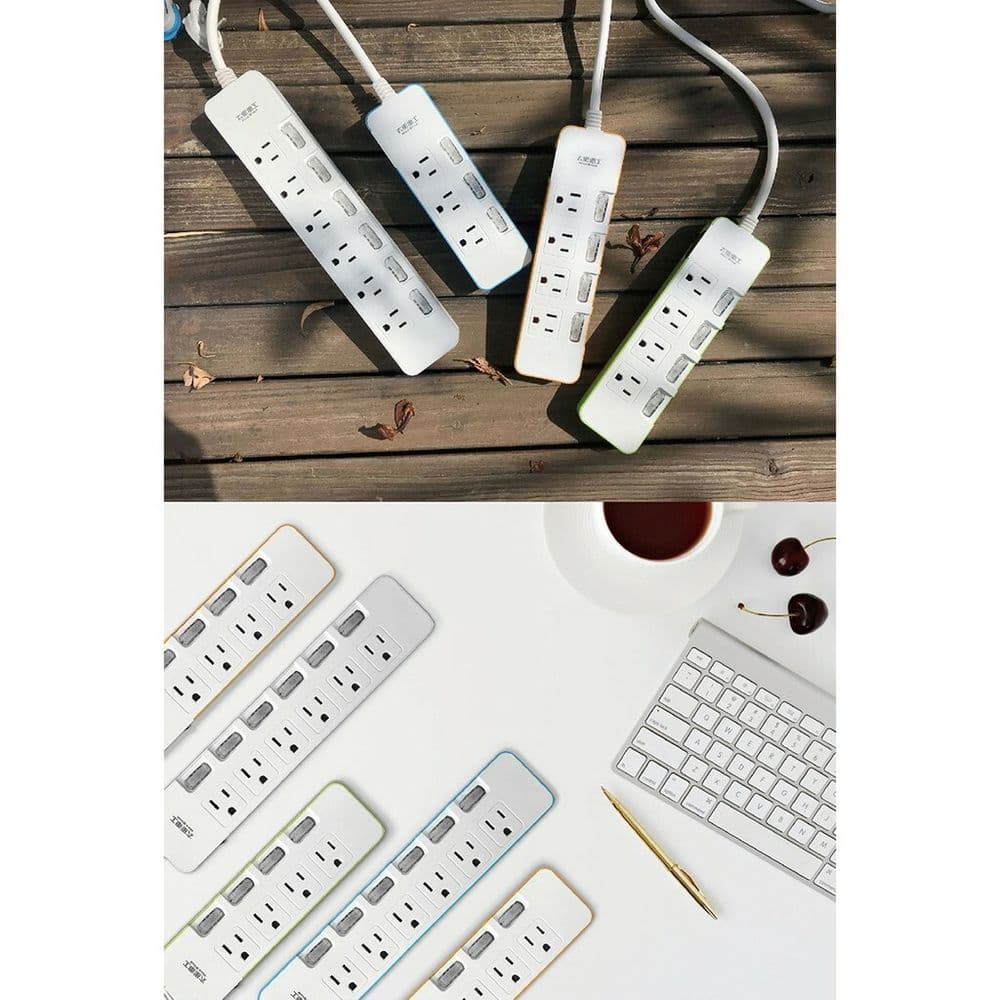 【太星電工】一發連動彩色五開四插電腦線/3P 9尺(混色) OCD54309