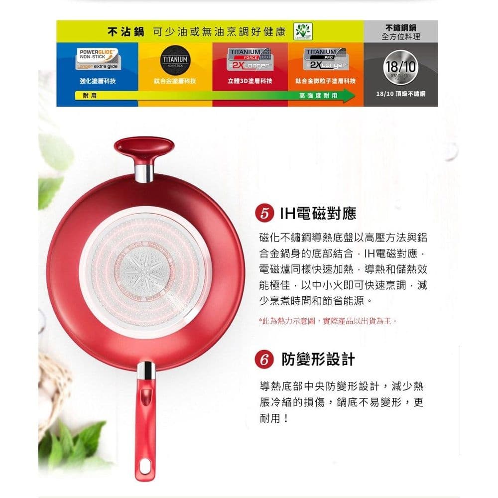 【Tefal 特福】全新鈦升級-美食家系列30CM不沾炒鍋加蓋(電磁爐適用)