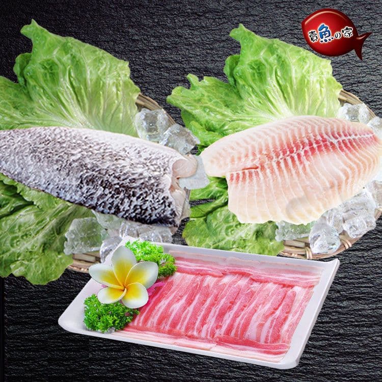 【賣魚的家】新鮮國產魚片鮮肉雙拼9件組(豬五花*3+鱸魚*3+鯛魚*3)免運組