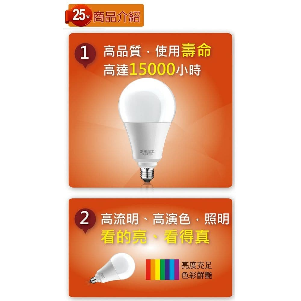 【太星電工】25W超節能LED燈泡(暖白光) A825L