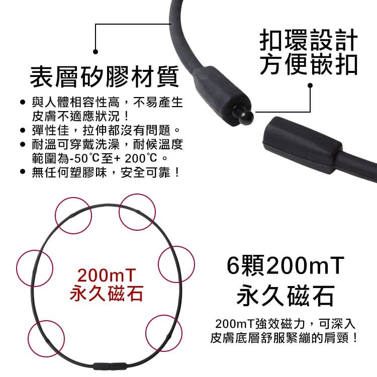 【MAG MAX 200】日本200mT磁力項圈45cm(黑/藍/紅3色可選)