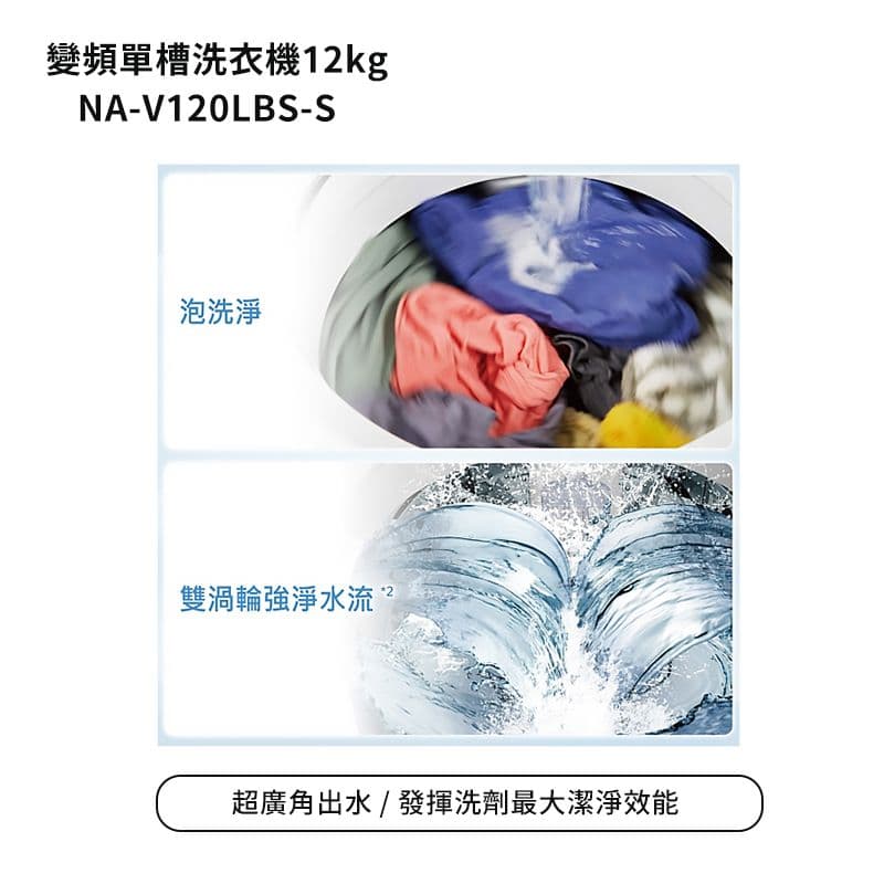 【Panasonic 國際牌】【NA-V120LBS-S】12公斤變頻直立式洗衣機-不鏽鋼 (含標準安裝)