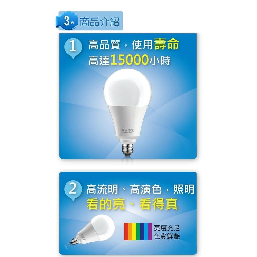【太星電工】3W超節能LED燈泡/白光(6入) A803W-6入