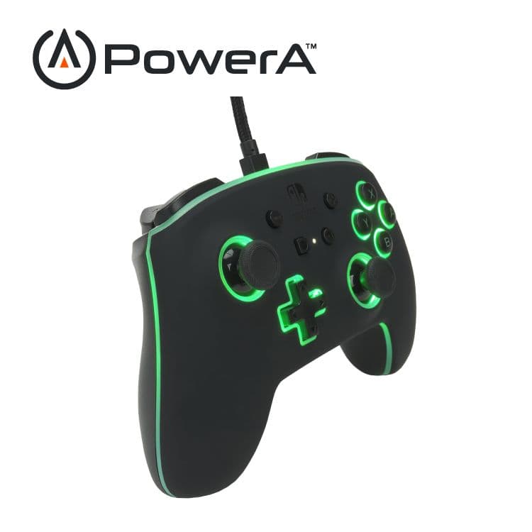 【PowerA】|任天堂官方授權|炫光增強款有線遊戲手把(1510925-01)-黑