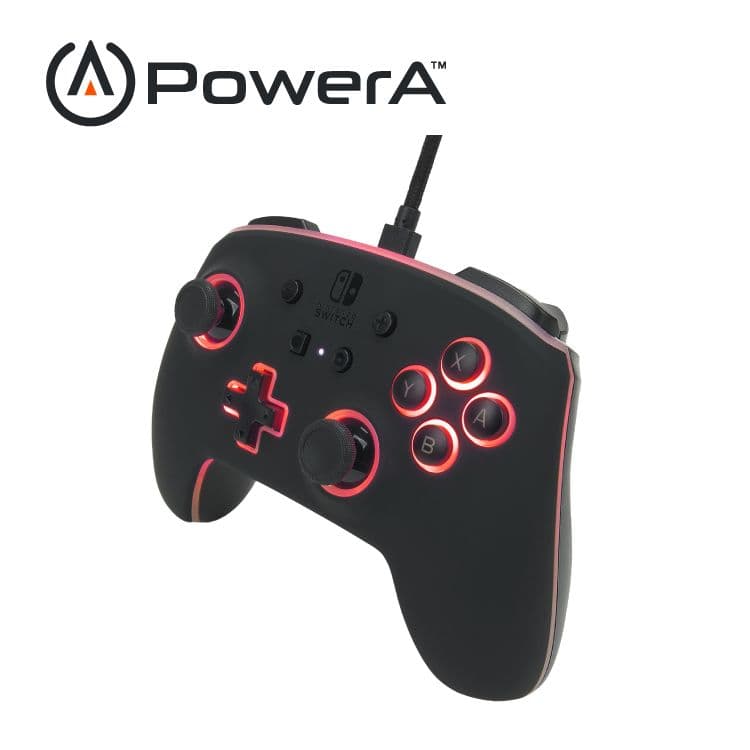 【PowerA】|任天堂官方授權|炫光增強款有線遊戲手把(1510925-01)-黑