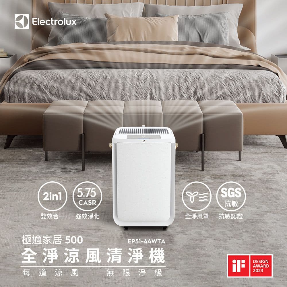 【Electrolux 伊萊克斯】EP51-44WTA ~16坪 全淨涼風空氣清淨機-風尚白