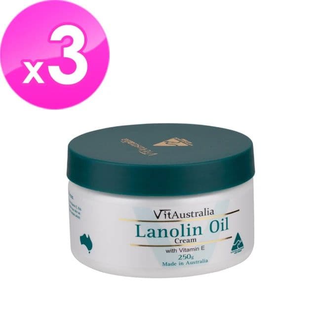 【澳洲 Natures Care】VitAustralia 滋潤霜含維他命E 250g-3入組 (綿羊油/鴯苗鳥油)