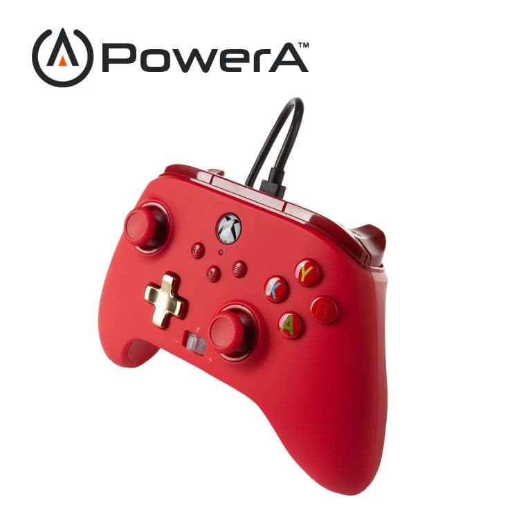 【PowerA】|XBOX 官方授權|增強款有線遊戲手把(1518810-02) - 紅色