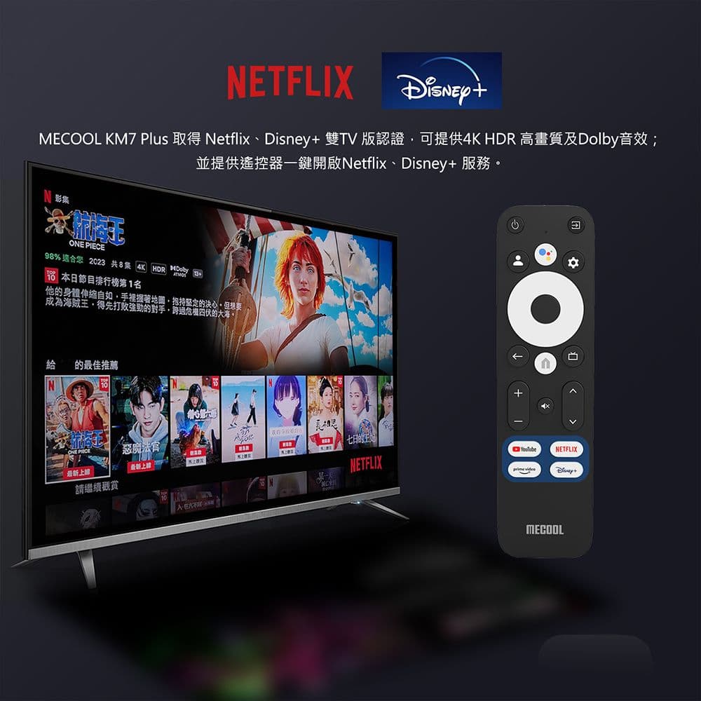 【MECOOL】米酷4KHDR多媒體Google電視盒(KM7Plus)Google TV/Netflix/Disney+