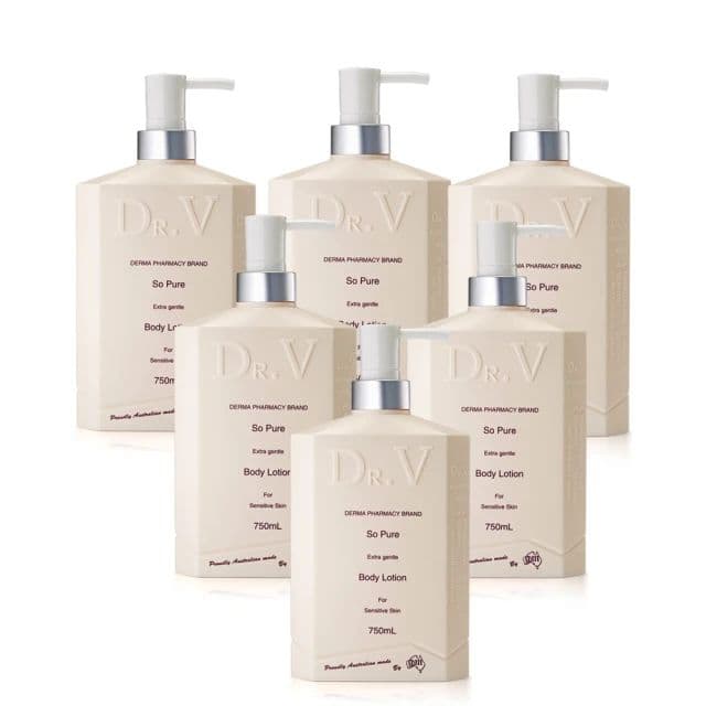 【澳洲 Dr. V】專業級配方-純淨溫和身體乳液(6入組 750ml/瓶)