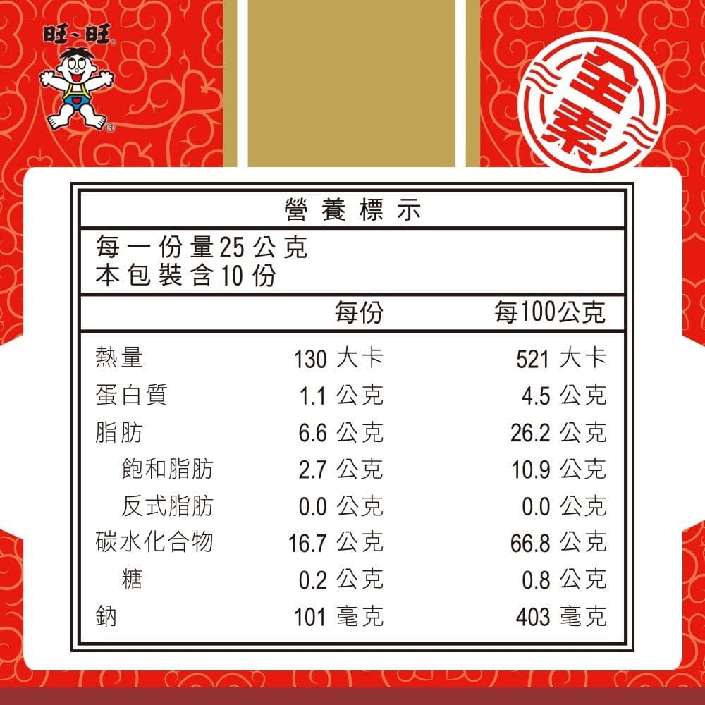 【旺旺】厚燒鹽味分享包250g