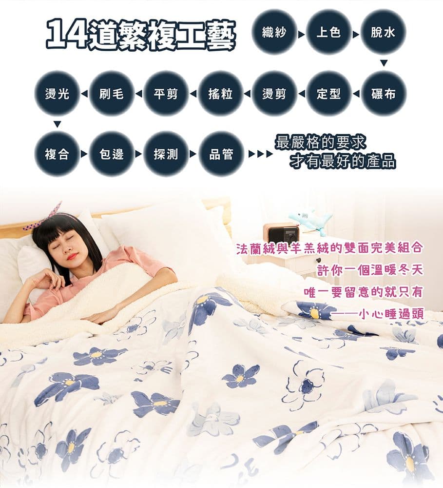 【FL生活+】日式簡約雙面法蘭絨/羊羔絨複合特重保暖毯(雙人加大款-180*200公分)(FL-245)