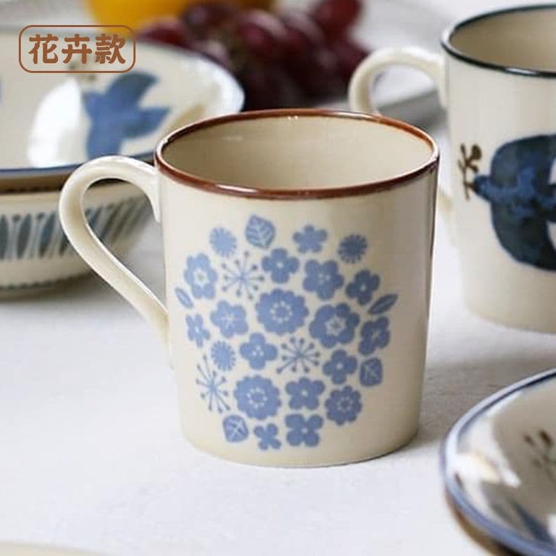 【Kukka Lokki】日本 美濃燒 北歐風花草圖騰手作輕量馬克杯(5款可選) 奶茶杯 咖啡杯 水杯