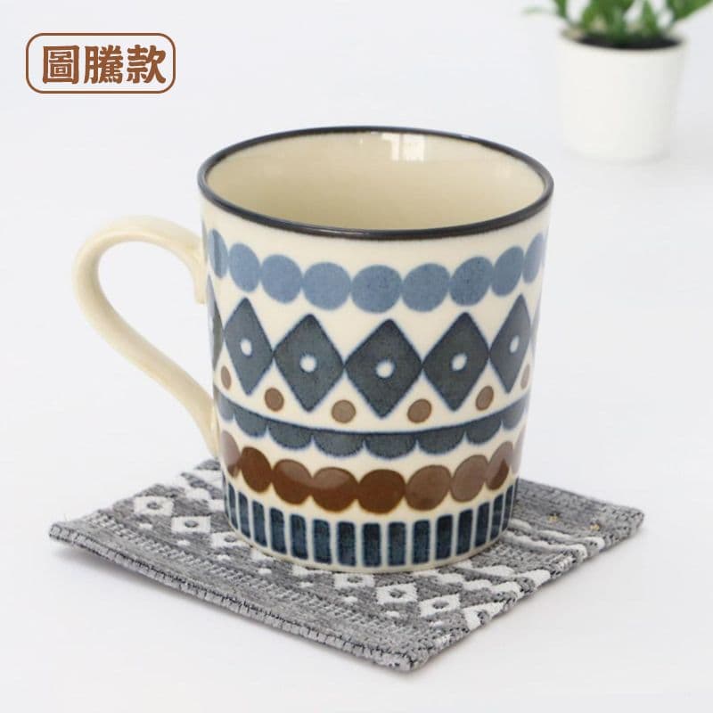 【Kukka Lokki】日本 美濃燒 北歐風花草圖騰手作輕量馬克杯(5款可選) 奶茶杯 咖啡杯 水杯