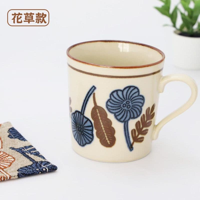 【Kukka Lokki】日本 美濃燒 北歐風花草圖騰手作輕量馬克杯(5款可選) 奶茶杯 咖啡杯 水杯
