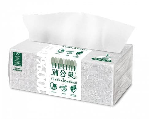 【蒲公英】三層綠茶舒適環保抽取衛生紙(100抽/10包/7串/箱)